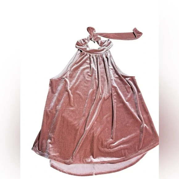 Gipson Women's light pink velvet blouse with bow at the back of the neck, size L - Picture 1 of 13